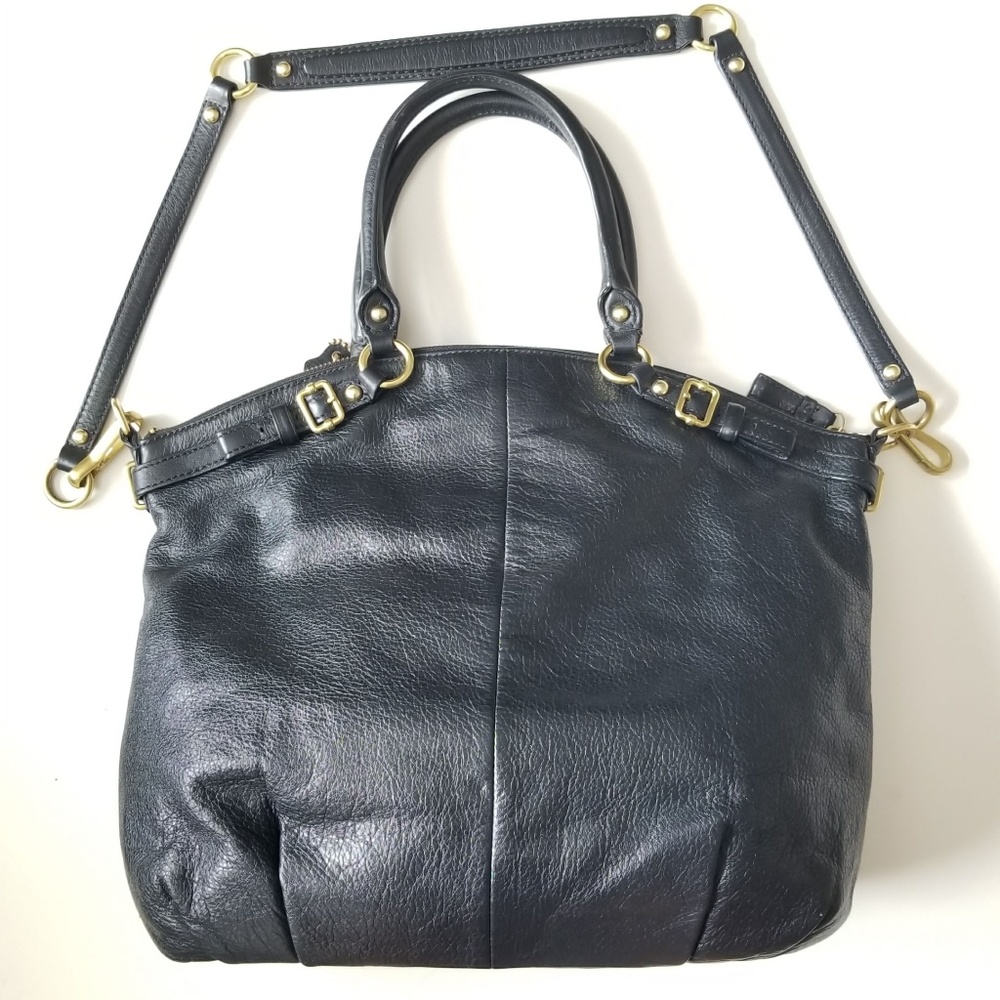 COACH Madison Lindsey Black Leather Satchel Crossbody Purse Handbag 18641 - Picture 2 of 12